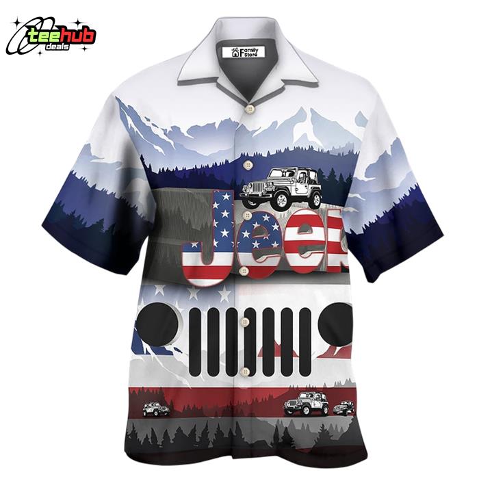 Jeep Mountain America Flag Style Hawaiian Shirt