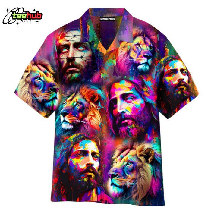 Jesus Is My God And Lion Galaxy Hawaiian Shirt