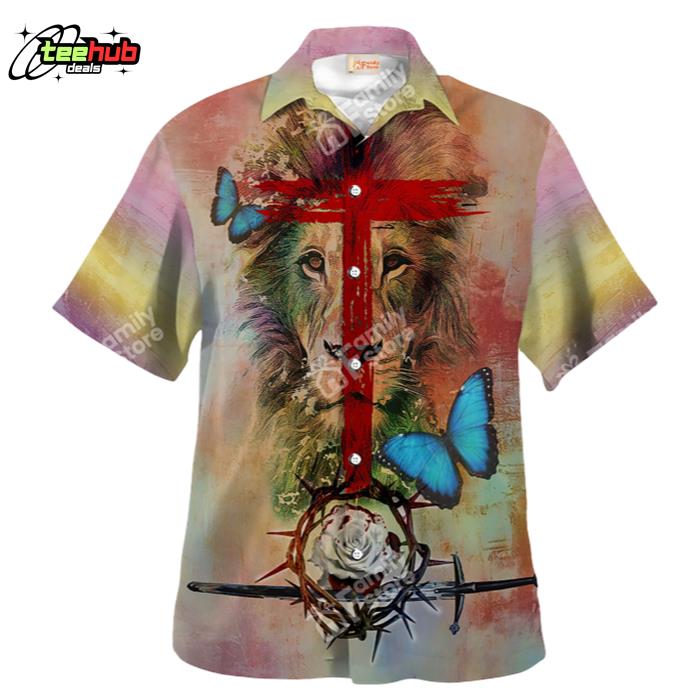 Jesus Lion And Butterfly Colorful Hawaiian Shirt