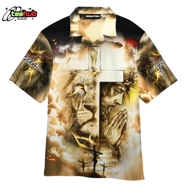 Jesus Lion Yellow And Black Hawaiian Shirt