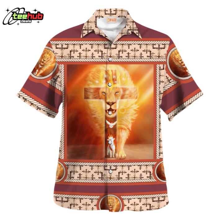 Jesus LionDove Goat Faith Over Fear Hawaiian Shirt