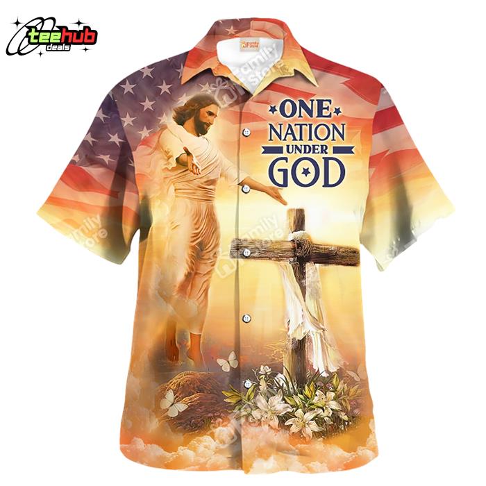 Jesus One Nation Under God God Bless Hawaiian Shirt