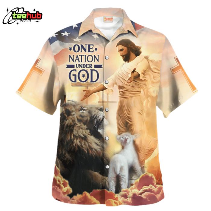 Jesus One Nation Under I God Goat Lion Hawaiian Shirt