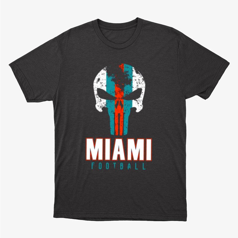 Miami Pro Football Cool Grunge Punisher Mask Logo Unisex T-Shirt Hoodie Sweatshirt
