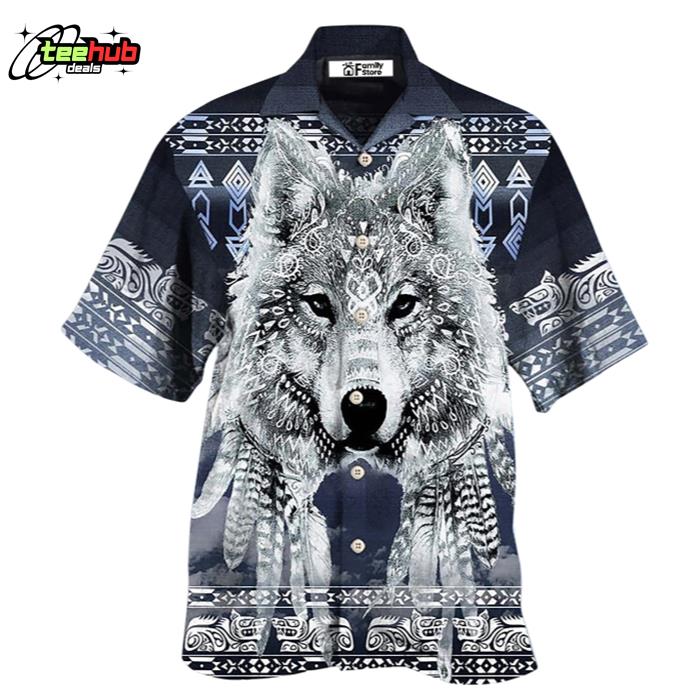 Native Style Love Peace Wolf Pattern Hawaiian Shirt