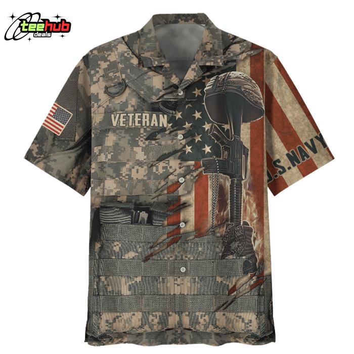 Navy Military Uniforms And Guns Veteran U.S Navy Hawaiian Shirt