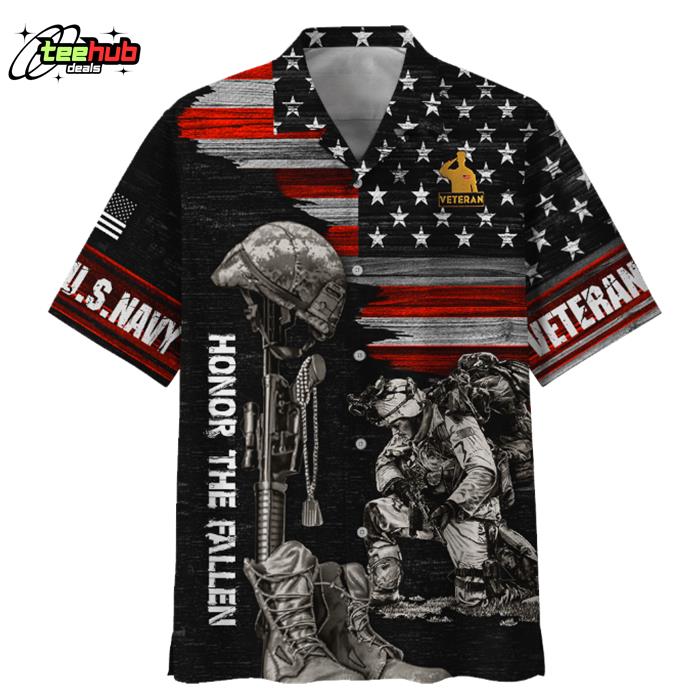 Navy Soldier And Gun Honor The Fallen U.S Navy Veteran Hawaiian Shirt