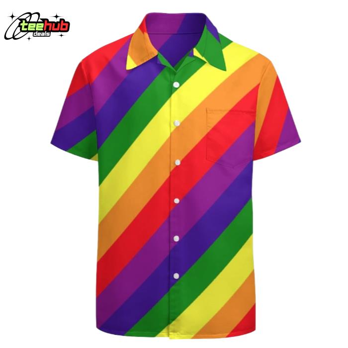 Products Gay Pride Lgbtq Rainbow Colors Striped Vintage Hawaiian Shirt