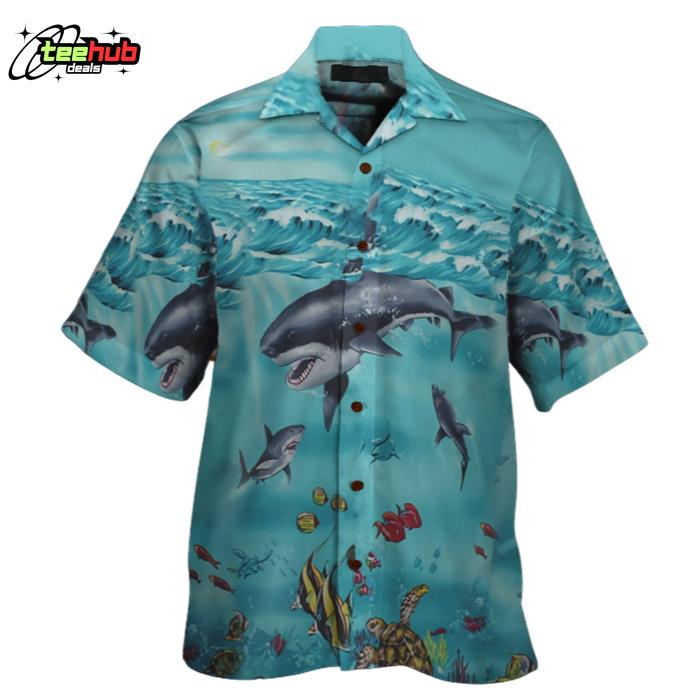 Shark Swimming 3D All Over Printed And Short Hawaiian Shirt
