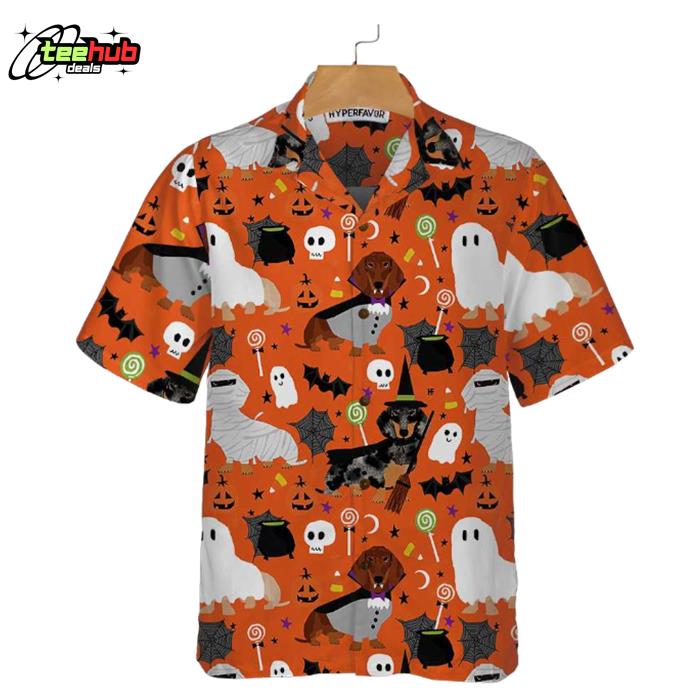 Spooky Dachshunds On Halloween Hawaiian Shirt