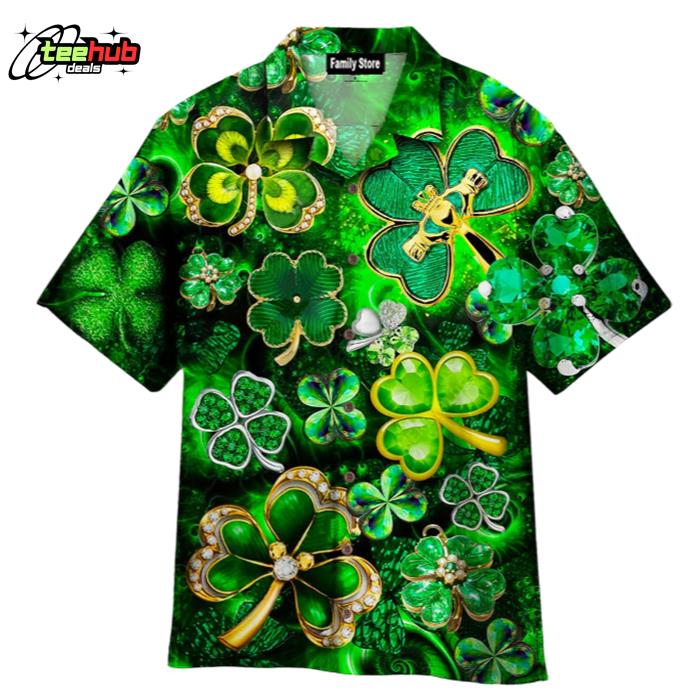 St Patrick's Day Green Shamrock Hawaiian Shirt