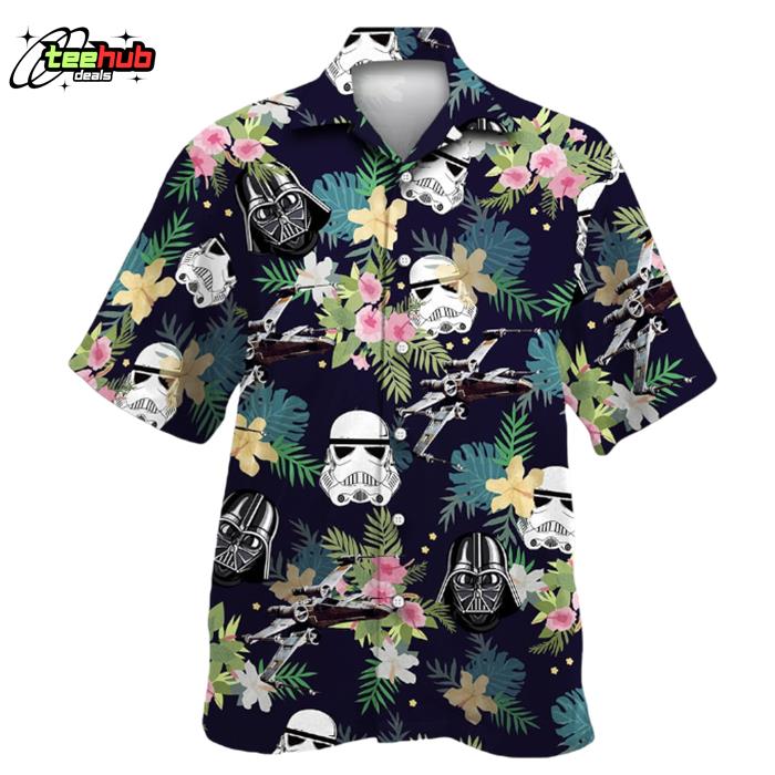 Star Wars Darth Vader Stormtrooper Helmet Tropical Pattern Hawaiian Shirt