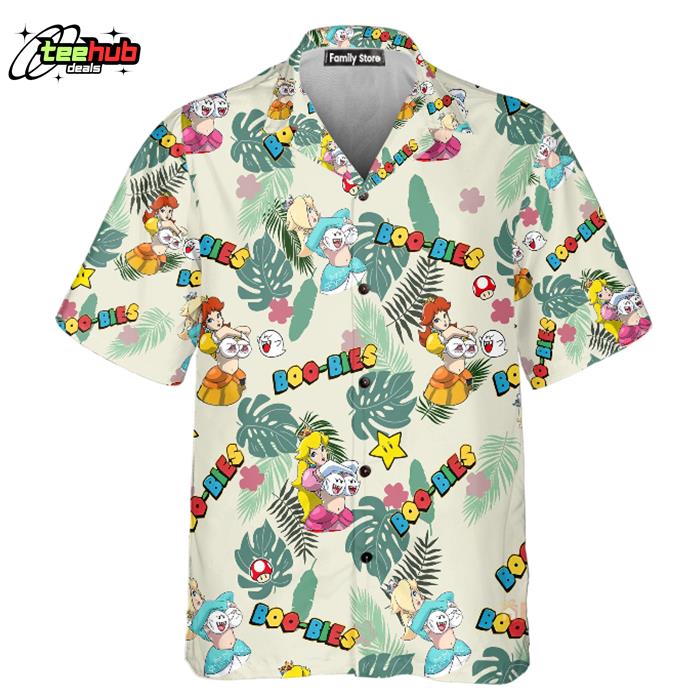 Super Mario BooBies Pattern Hawaiian Shirt