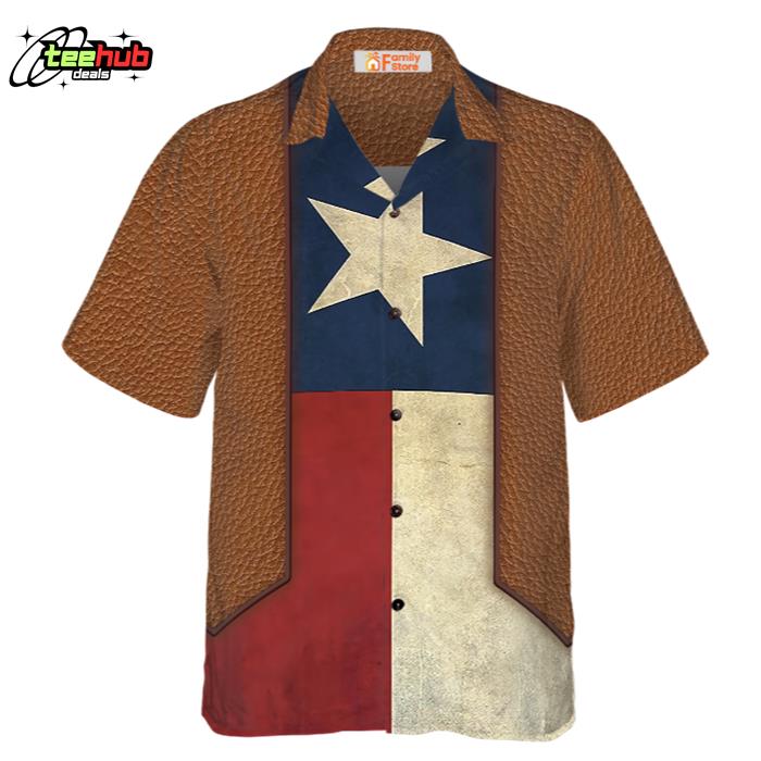 The Lone Star State Cowboy Style Vintage Texas Flag Hawaiian Shirt