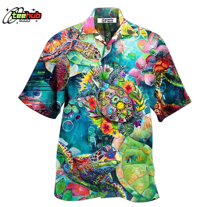 Turtle Colorful Love Sea Hawaiian Shirt