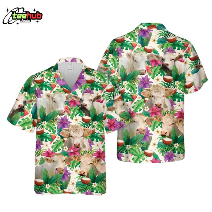 Unique Charolais Summer Floral 3D Hawaiian Shirt