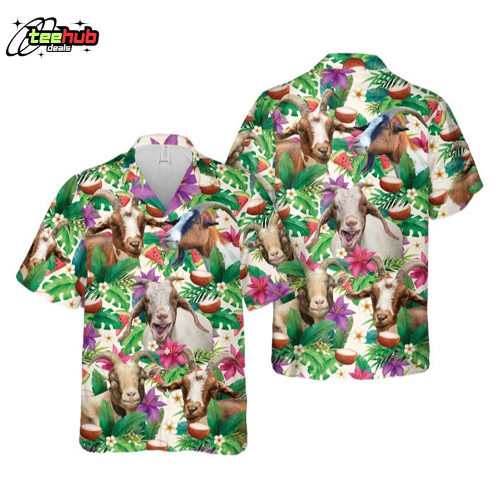 Unique Goat Summer Floral 3D Hawaiian Shirt
