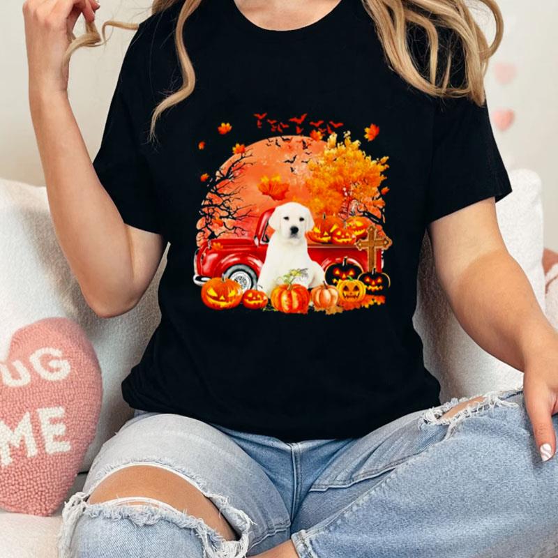 White Labrador Dog Hollowed Pumpkin Moon Unisex T-Shirt Hoodie Sweatshirt