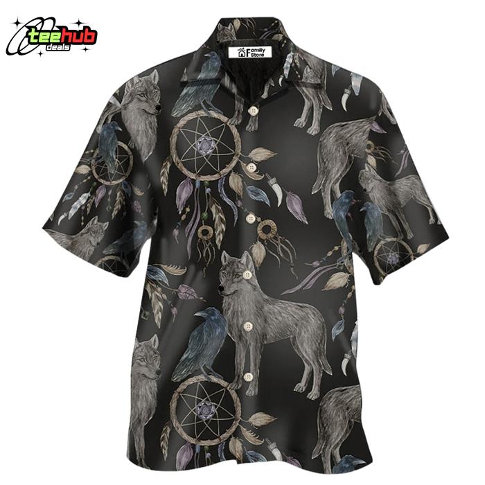 Wolf Dreamcatcher Dark Style Hawaiian Shirt